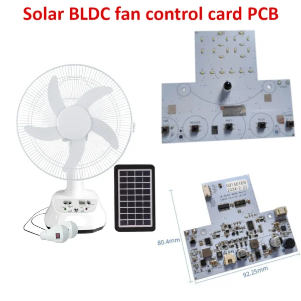 Solar DC brushless fan control motherboard Floor fan control switch circuit board FOC sensorless control oscillating fan pcb with remote control 10 adjustable levels